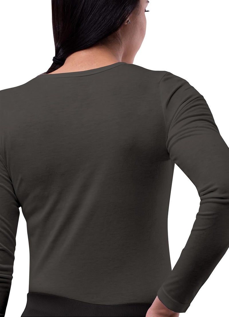 Sivvan Scrubs for Women - Long Sleeve Comfort Underscrub Tee - S8500 - Charcoal - S - Image 2